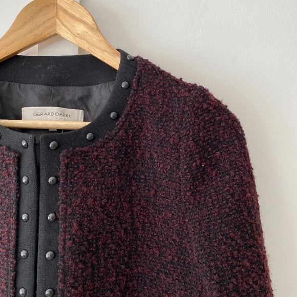 Gerard Darel Jacket Boucle Tweed Red UK 38 - Picture 2 of 12